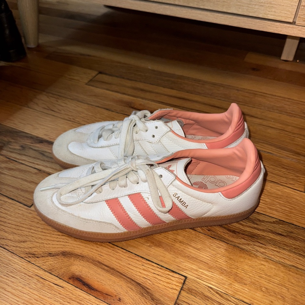 Adidas Cream and Coral Sneakers
